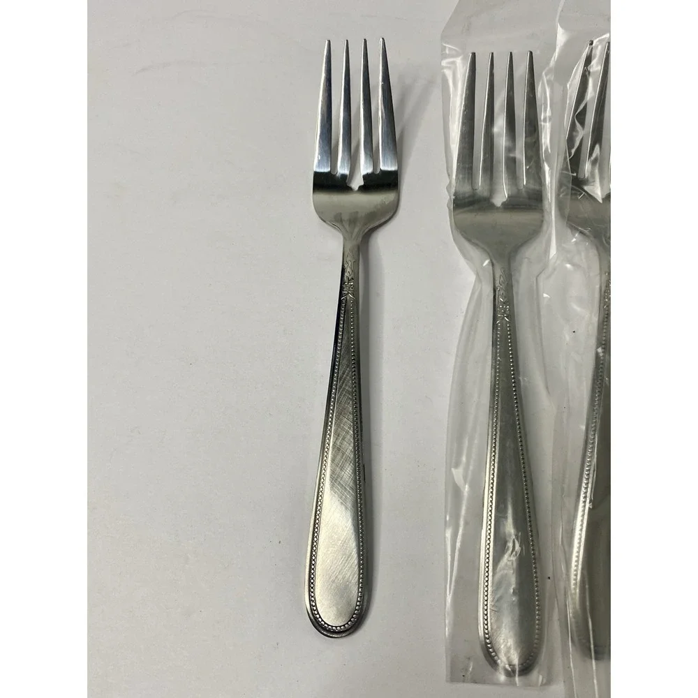 Rogers Stanley Roberts Beaded Elegance Stainless Salad forks Lot Of 6